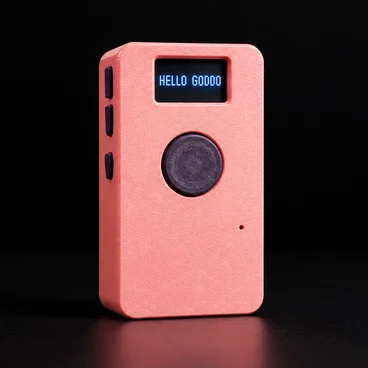 goddo v2 in pink, with a screen and a big button